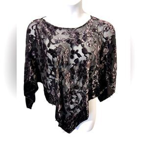 Vintage M.K.M designs a level burnout Whimsigoth fairy goth OS shawl